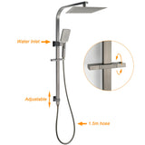 WELS Gun Metal Twin Shower Head Square Set 12" Rain Handheld Sliding Rail Diverter Wall Mixer