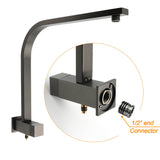WELS Gun Metal Twin Shower Head Square Set 12" Rain Handheld Sliding Rail Diverter Wall Mixer