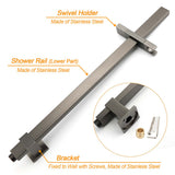 WELS Gun Metal Twin Shower Head Square Set 12" Rain Handheld Sliding Rail Diverter Wall Mixer