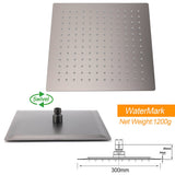 WELS Gun Metal Twin Shower Head Square Set 12" Rain Handheld Sliding Rail Diverter Wall Mixer