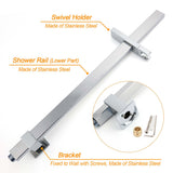 Chrome Twin Square Shower Set 8" Rain Shower Head 3 Function Handheld Rail Arm Mixer