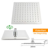 Chrome Twin Square Shower Set 8" Rain Shower Head 3 Function Handheld Rail Arm Mixer
