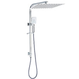 WELS Dual Square Shower Set Large 16" Rain Shower Head 3 Function Handheld Rail Arm