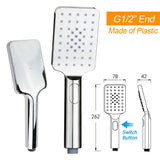 WELS Dual Square Shower Set Large 16" Rain Shower Head 3 Function Handheld Rail Arm