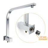 WELS 2 in 1 Square Shower Head Set 10" Rain Handheld Sliding Rail Arm Wall Double Taps