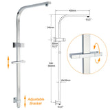 WELS 2 in 1 Square Shower Head Set 10" Rain Handheld Sliding Rail Arm Wall Mixer