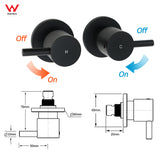 WELS Matt Black Dual 12" Round Shower Head Set Handheld Rail Wall Arm Elbow Inlet Twin Taps