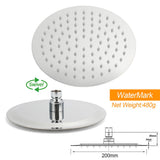 WELS Chrome Round 8" Stainless Steel Rain Head Handheld Sliding Rail Arm 2in1 Shower Set