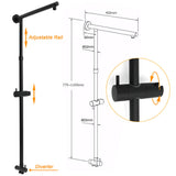 WELS Dual Black Round Shower Set 10" Rain Head 3 Mode Handheld Sliding Rail Diverter