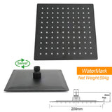 Matt Black 2in1 Set 8" Square Thin Shower Head Handheld Adjustable Silding Rail Mixer