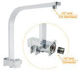 WELS Chrome Square Dual Rain Shower 8" Head 3 Mode Handheld Diverter Wall Arm Mixer Set