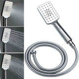 Double Square Shower Head 12" Rain Rose + 3 Modes Handheld Diverter Rail Arm Taps Set