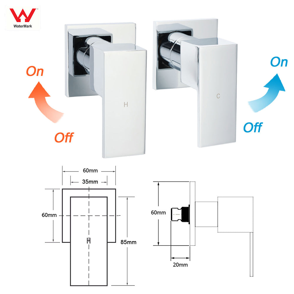 Double Square Shower Head 12" Rain Rose + 3 Modes Handheld Diverter Rail Arm Taps Set