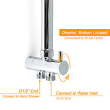 WELS Chrome Square 10" Rain Shower Head 3 Function Handheld Sliding Rail Wall Arm Set