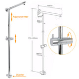 WELS Chrome Square 10" Rain Shower Head 3 Mode Handheld Sliding Rail Wall Arm Taps Set