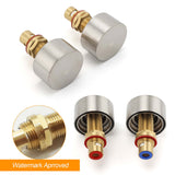 Brushed Nickel Round 1/4 Turn Twin Shower Taps Set Hot Cold Switch Vanity Mixer