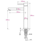 WELS Matt Black Round Tall Basin Mixer Vanity Bathroon Sink Tap Laundry Faucet