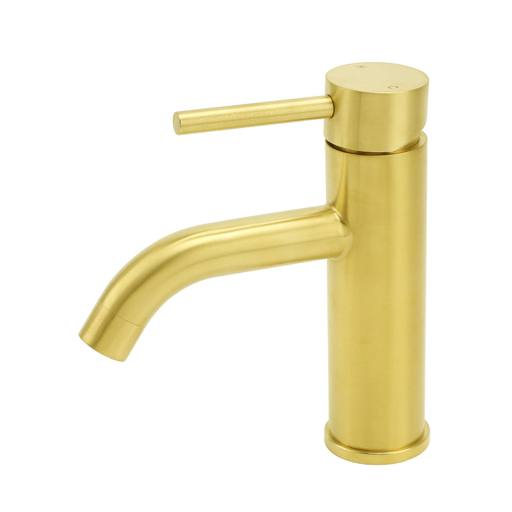 WELS Brushed Gold Kitchen Laundry Round Basin Mixer Vanity Sink Faucet Tapware