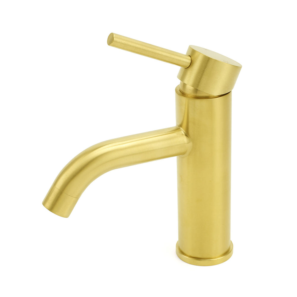 WELS Brushed Gold Kitchen Laundry Round Basin Mixer Vanity Sink Faucet Tapware