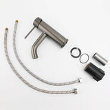 WELS Gun Metal Grey Kitchen Laundry Round Basin Mixer Vanity Sink Faucet Tap Set