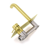 Brushed Gold Round Wall Mounted Basin Mixer Vanity Sink Tap Faucet Curve Spout