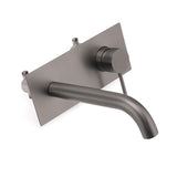 WELS Gun Metal Round Wall Basin Mixer Vanity Sink Tap Hot Cold Faucet Spout