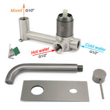 WELS Gun Metal Round Wall Basin Mixer Vanity Sink Tap Hot Cold Faucet Spout