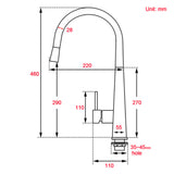 WELS Chrome 360 Swivel Pull Out Kitchen Tap Sink Mixer Faucet Spout 2 Way Outlet
