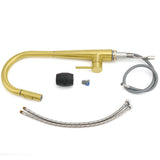 Brushed Gold Pull Out Kitchen Sink Tap Basin Mixer Faucet 2 Mode Spraying Spout