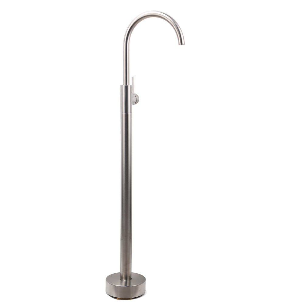 Brushed Nickel Stainless Steel Bathtub Tap Free Standing Faucet Filler Spout Set