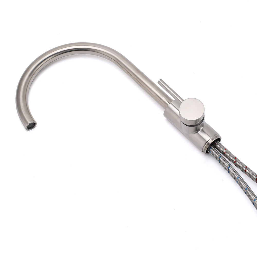 Brushed Nickel Stainless Steel Bathtub Tap Free Standing Faucet Filler Spout Set