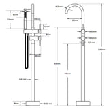 WELS Matt Black Bathtub Filler Free Standing Mixer Faucet Tap Spout HandHeld Set