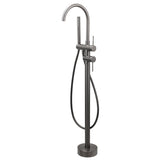 Gun Metal Bathtub Mixer Tap Free Standing Faucet Spout With Handheld Shower Set