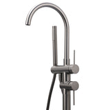 Gun Metal Bathtub Mixer Tap Free Standing Faucet Spout With Handheld Shower Set