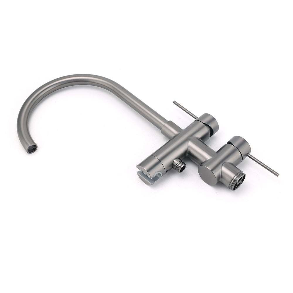 Gun Metal Bathtub Mixer Tap Free Standing Faucet Spout With Handheld Shower Set