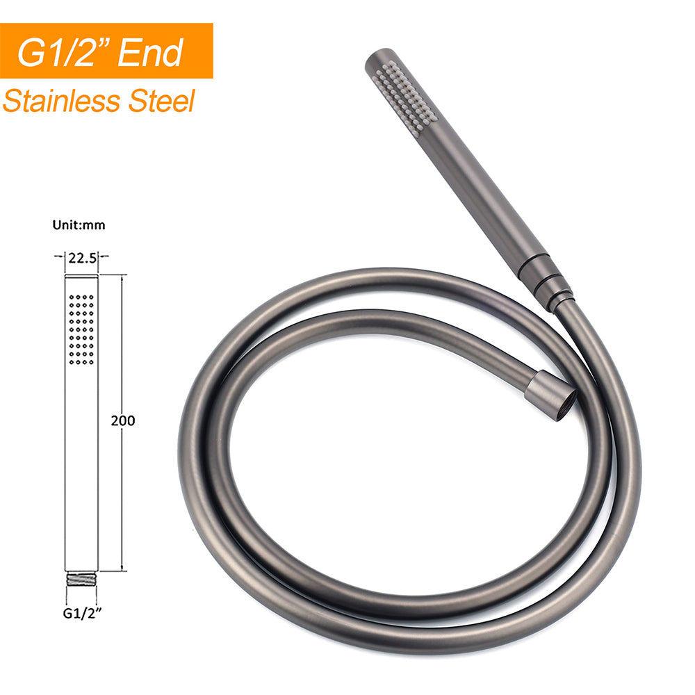 Gun Metal Bathtub Mixer Tap Free Standing Faucet Spout With Handheld Shower Set