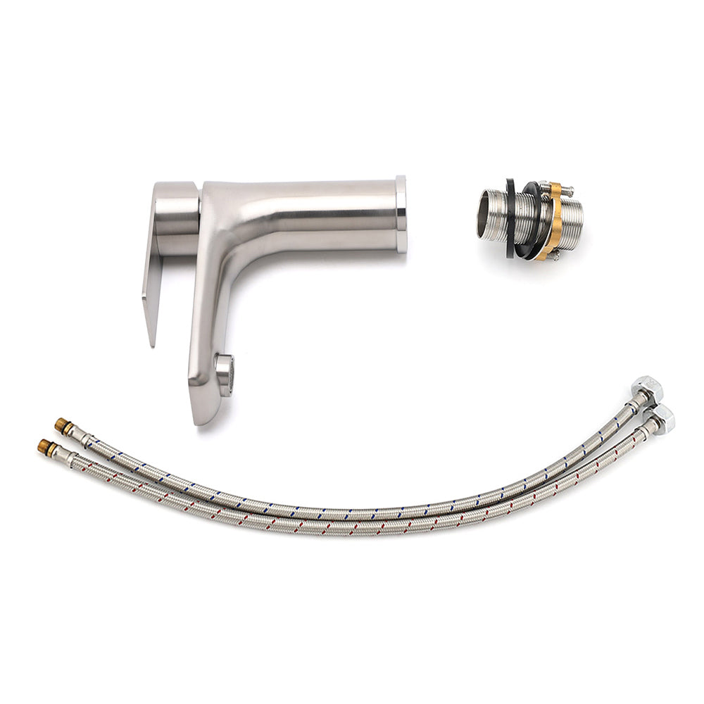 WELS Brushed Nickel Kitchen Laundry Round Basin Mixer Vanity Sink Faucet Tap Set