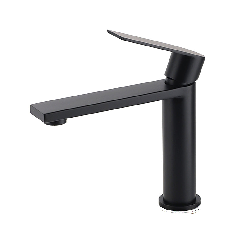 WELS Matt Black Square Short Basin Mixer Vanity Sink Faucet Laundry Spout Tap