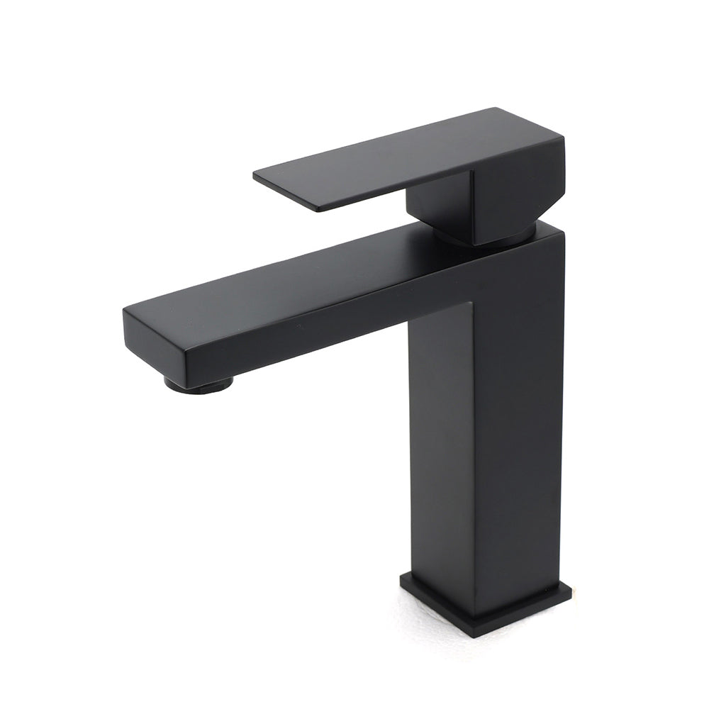 Matt Black Square Basin Counter Flick Mixer Tap Bathroom Vanity Faucet Outlet