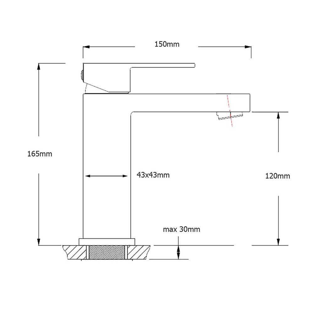 Matt Black Square Basin Counter Flick Mixer Tap Bathroom Vanity Faucet Outlet