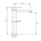 WELS 6L/m Square 310mm Tall Basin Vessel Mixer Faucet Tap Kitchen Laundry Chrome