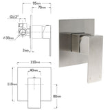 Nickel Brushed Square Lead Free Shower Hot Cold Mixer Ceramic Cartridge Spindle