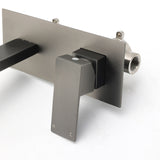 WELS Gun Metal Square Wall Mount Basin Mixer Laundry Vanity Tap Spout Faucet Set