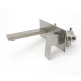 Brushed Nickel Square Wall Mount Basin Mixer Laundry Vanity Tap Spout Faucet Set