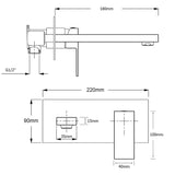 Brushed Nickel Square Wall Mount Basin Mixer Laundry Vanity Tap Spout Faucet Set