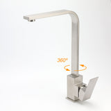 WELS Square Kitchen Sink Laundry Mixer 360º Swivel Faucet Tap Set Brushed Nickel