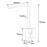 WELS Square Kitchen Sink Laundry Mixer 360º Swivel Faucet Tap Set Brushed Nickel