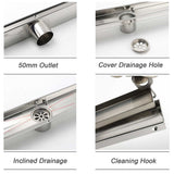 304 Stainless Steel 600mm Tile Insert Linear Shower Grate Floor Drain 50mm Waste