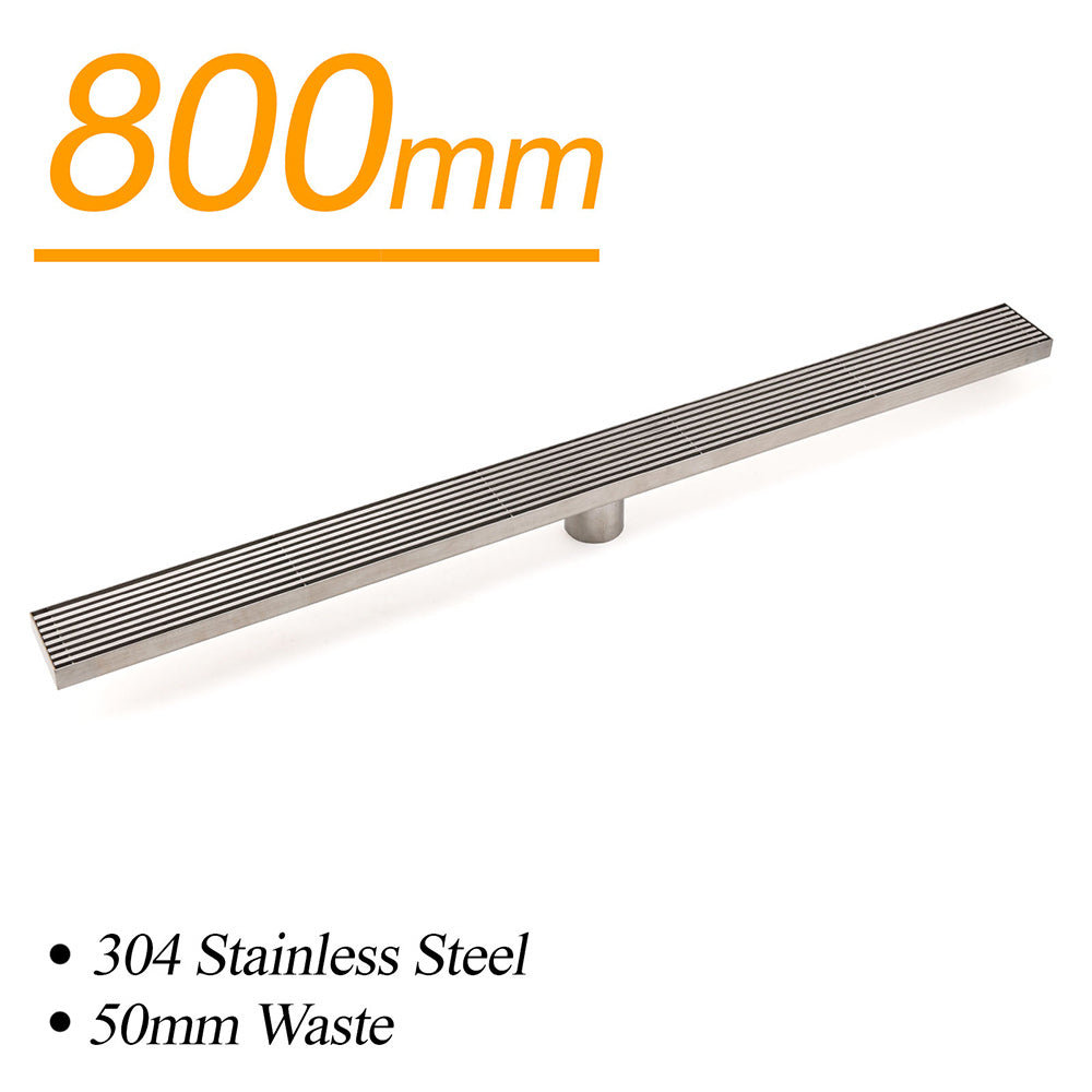 Bathroom Stainless Steel 800mm Strip Fence Shower Grate Floor Drain 50mm Outlet