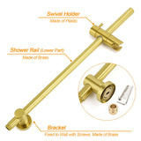 WELS Brushed Gold 2in1 Shower Large Round 12" Rain Head Handheld Silde Wall Rail Arm Twin Taps